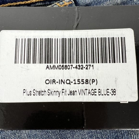 BooHooMan Stretch Skinny Jeans Men’s 38X29.5 Blue Vintage Wash NWT Button Fly - Picture 10 of 15